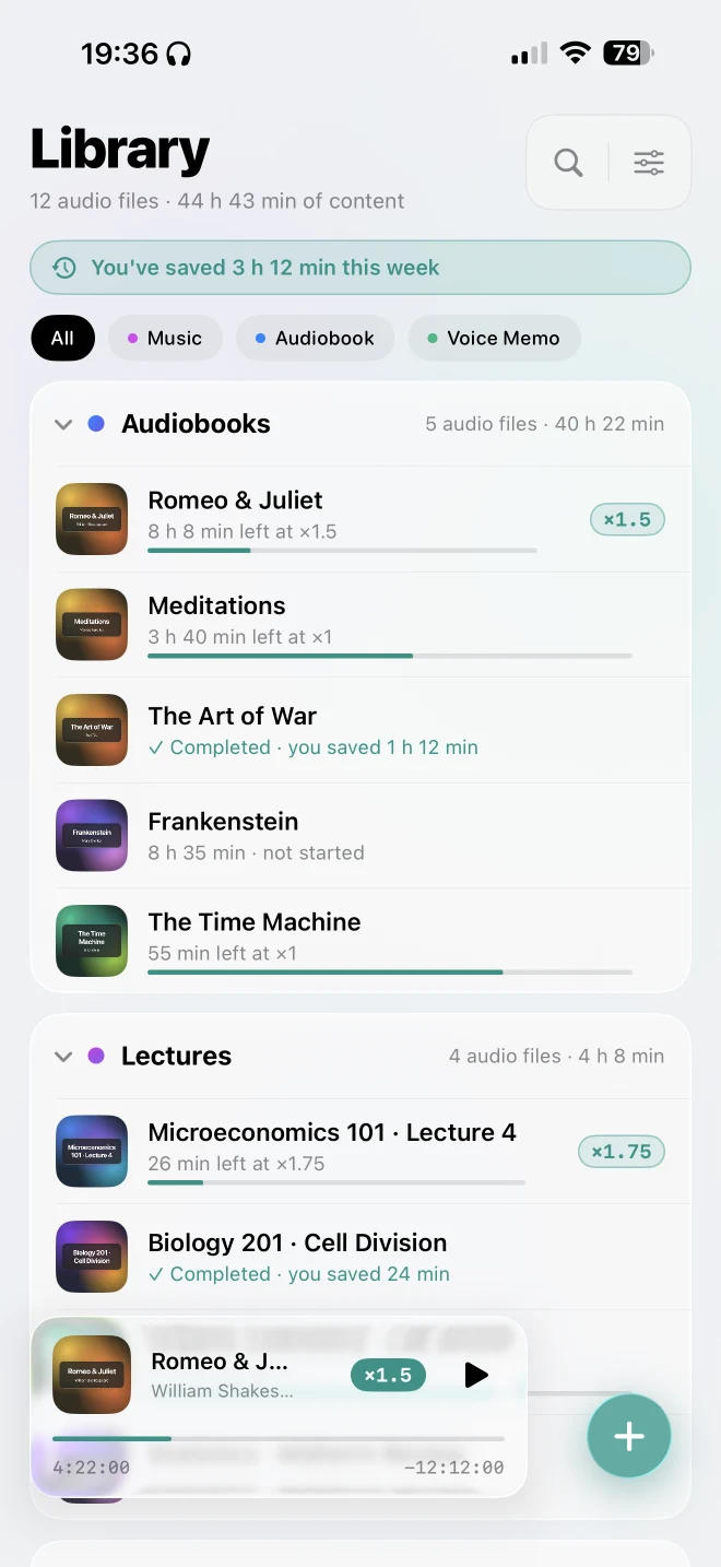 SpeedAudio library screenshot