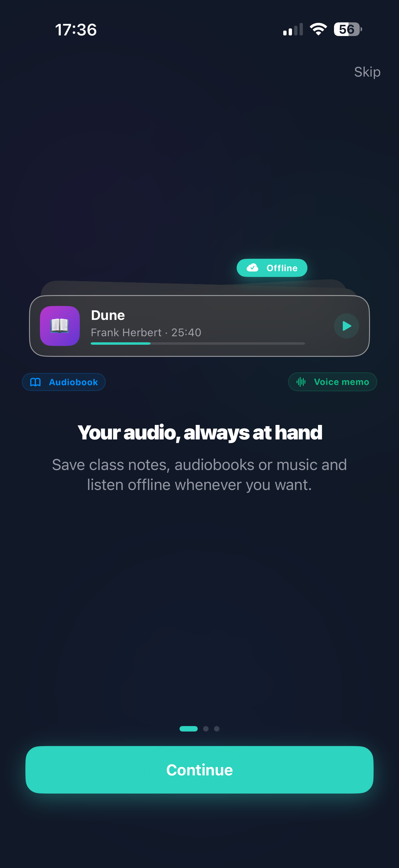 SpeedAudio showing offline badge on an audiobook